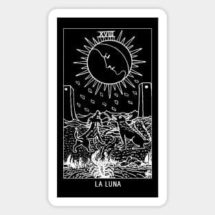 "La Luna" The Moon Tarot Card Black and White Magnet